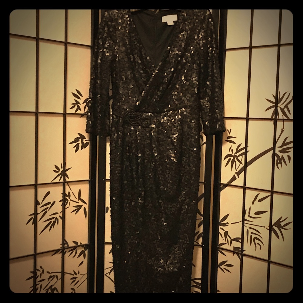 Long black sultry sequined JESSICA SIMPSON dress